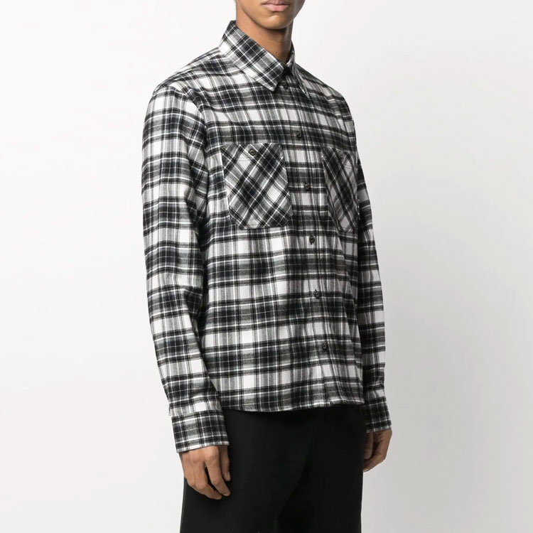 Purchase OFF-WHITE SS21 黑色格紋長袖襯衫 OMGA133R21FAB0021000