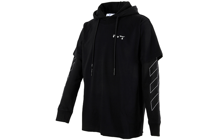 OFF-WHITE SS21 Black Double Sleeve Logo Print Hoodie Loose Fit. OMBB051F20FLE0011001 圖 4