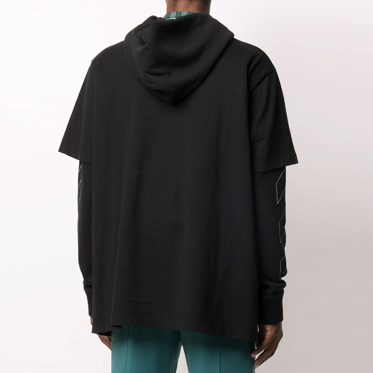 OFF-WHITE SS21 Black Double Sleeve Logo Print Hoodie Loose Fit. OMBB051F20FLE0011001 圖 8