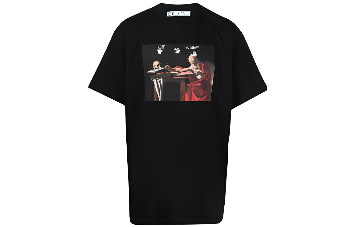 OFF-WHITE SS21 Black Logo Arrow Print T-Shirt OMAA027R21JER0041025