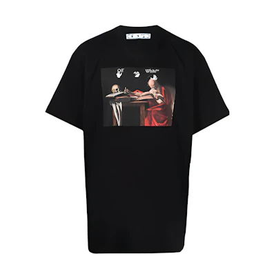 OFF-WHITE SS21 Black Logo Arrow Print T-Shirt OMAA027R21JER0041025