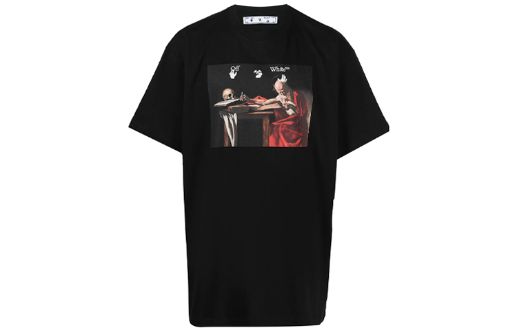 Order 오프화이트 SS21 블랙 로고 애로우 프린트 티셔츠 OMAA027R21JER0041025