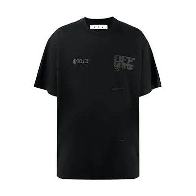 OFF-WHITE SS21 Black Logo Tech Marker Crewneck Short Sleeve T-shirt Men OMAA038S21JER0081010