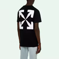 Cheap OFF-WHITE SS21 黑色人形圖案短袖T恤 OMAA027R21JER0021001