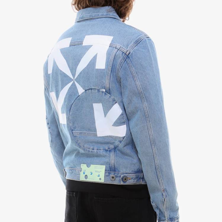Purchase OFF-WHITE SS21 Blue Arrow Denim Jacket Unisex OMYE067R21DEN0024701