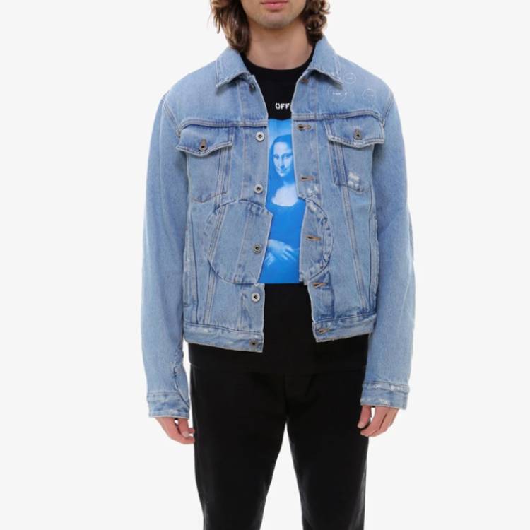 Details for OFF-WHITE SS21 Blue Arrow Denim Jacket Unisex OMYE067R21DEN0024701