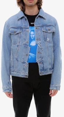 OFF-WHITE SS21 Blue Arrow Denim Jacket Unisex OMYE067R21DEN0024701 Details for OFF-WHITE SS21 Blue Arrow Denim Jacket Unisex OMYE067R21DEN0024701