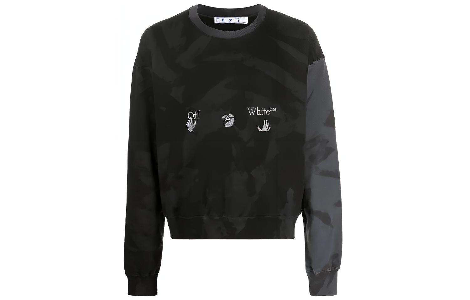 OFF-WHITE SS21 Camouflage Logo Crewneck Sweatshirt Black OMBA035R21FLE0011009