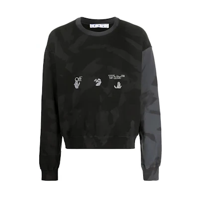 OFF-WHITE SS21 Camouflage Logo Crewneck Sweatshirt Black OMBA035R21FLE0011009