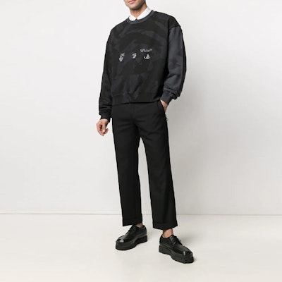 OFF-WHITE SS21 カモフラージュ ロゴ クルーネック スウェットシャツ ブラック OMBA035R21FLE0011009 Lookbook OFF-WHITE SS21 カモフラージュ ロゴ クルーネック スウェットシャツ ブラック OMBA035R21FLE0011009