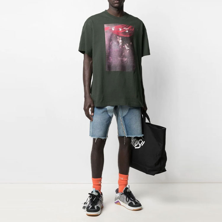 OFF-WHITE SS21 Caravaggio Print Arrow Oversized T-Shirt Green Menswear. OMAA038S21JER0055901 圖 3