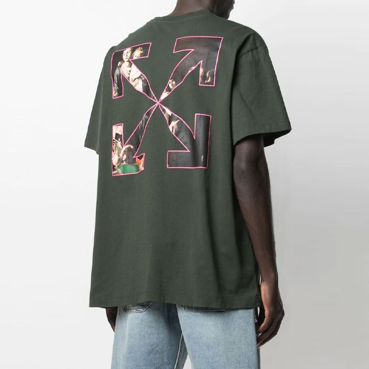 OFF-WHITE SS21 Caravaggio Print Arrow Oversized T-Shirt Green Menswear. OMAA038S21JER0055901 圖 4