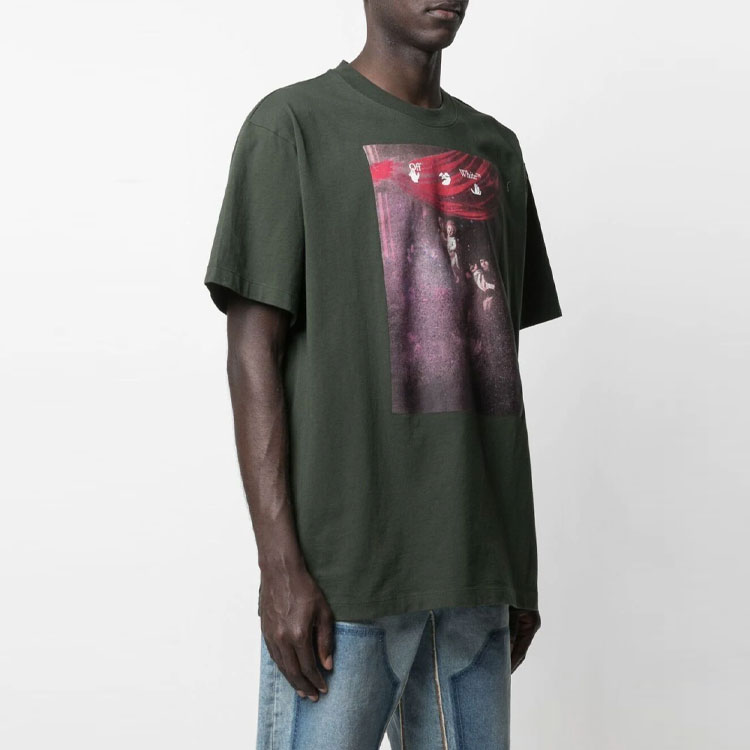 OFF-WHITE SS21 Caravaggio Print Arrow Oversized T-Shirt Green Menswear. OMAA038S21JER0055901 圖 5