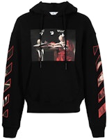 OFF-WHITE SS21 Caravaggio Print Cotton Hoodie Unisex Black OMBB037R21FLE0021025 OFF-WHITE SS21 Caravaggio Print Cotton Hoodie Unisex Black OMBB037R21FLE0021025