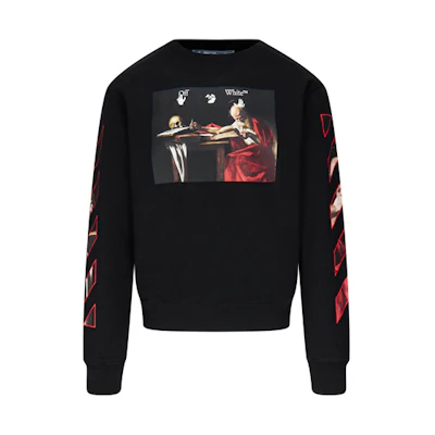 OFF-WHITE SS21 Caravaggio Print Crewneck Sweatshirt Unisex Black OMBA025R21FLE0051025