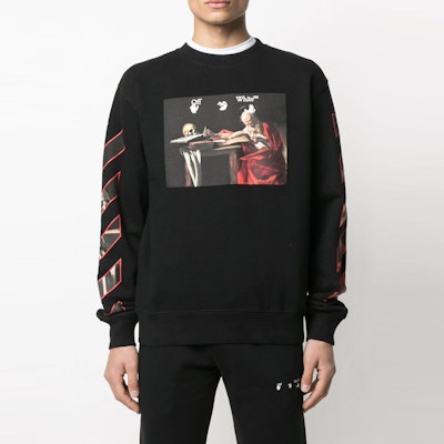 OFF-WHITE 21春夏 Caravaggio印花黑色圓領衫 男女款 OMBA025R21FLE0051025 Purchase OFF-WHITE 21春夏 Caravaggio印花黑色圓領衫 男女款 OMBA025R21FLE0051025