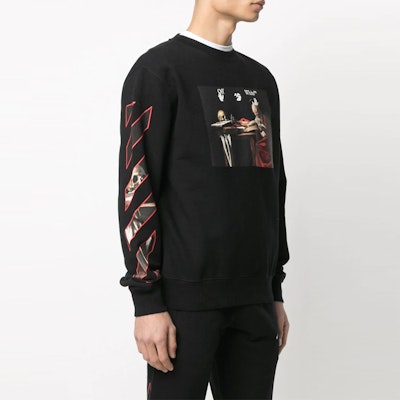 OFF-WHITE 21春夏 Caravaggio印花黑色圓領衫 男女款 OMBA025R21FLE0051025 Sizing OFF-WHITE 21春夏 Caravaggio印花黑色圓領衫 男女款 OMBA025R21FLE0051025