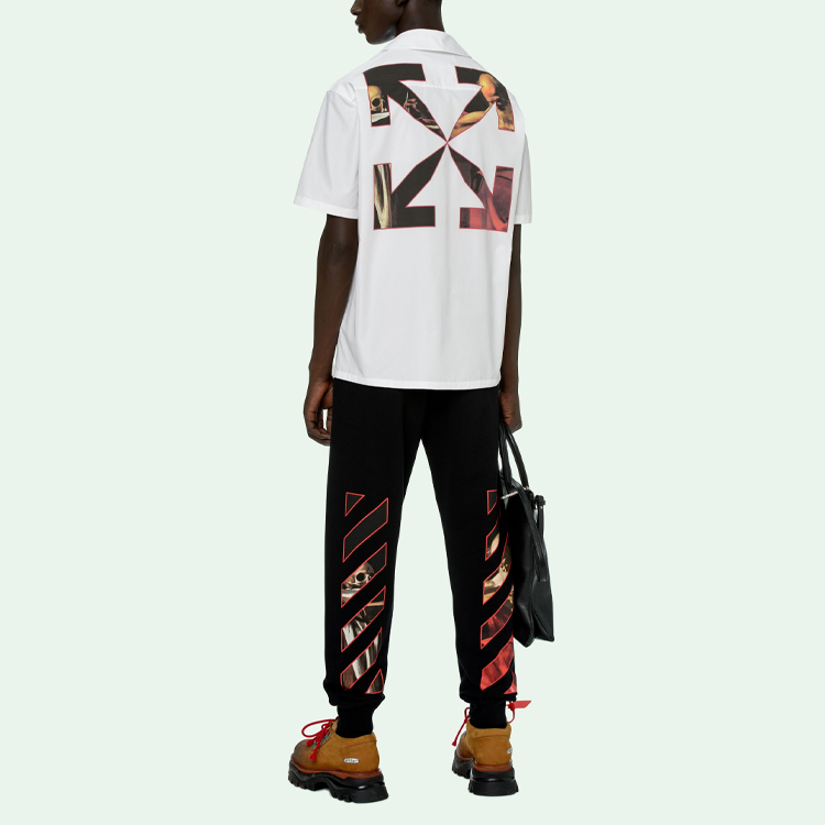 Shop OFF-WHITE SS21 卡拉瓦乔短袖衬衫 白色 OMGA163R21FAB0040125
