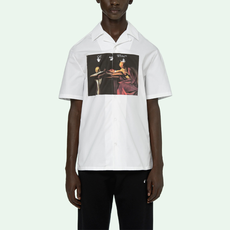 Purchase OFF-WHITE SS21 卡拉瓦乔短袖衬衫 白色 OMGA163R21FAB0040125