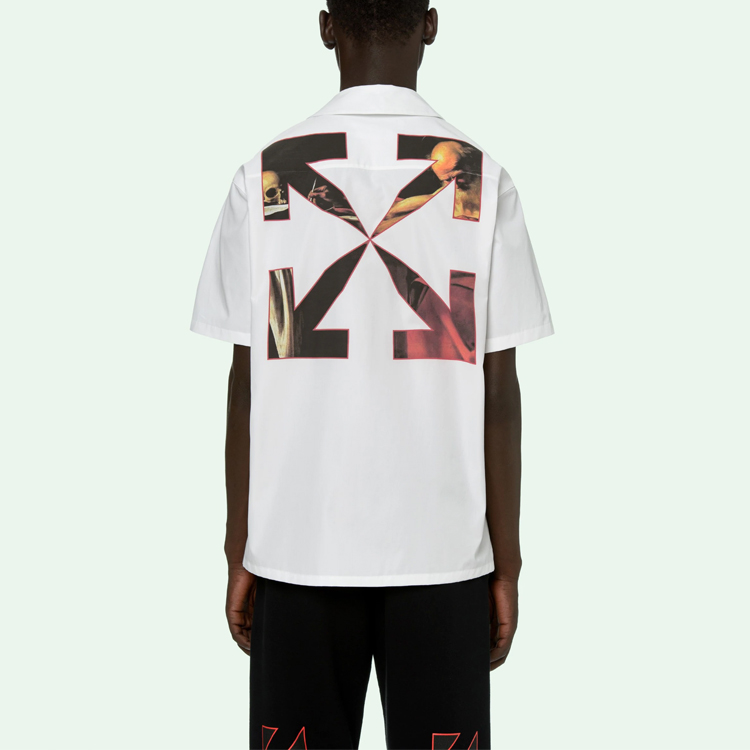 Cheap OFF-WHITE SS21 卡拉瓦乔短袖衬衫 白色 OMGA163R21FAB0040125