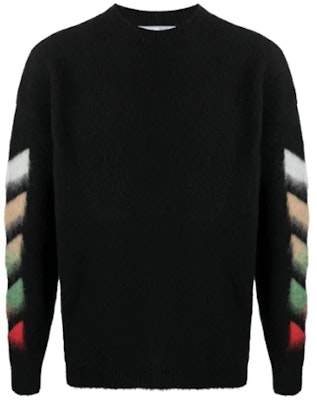 OFF-WHITE SS21 Crewneck Sweater Hitam Wool Berus Corak Garisan Serong OMHA036R21KNI0011084 Order OFF-WHITE SS21 Crewneck Sweater Hitam Wool Berus Corak Garisan Serong OMHA036R21KNI0011084