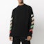 Lookbook OFF-WHITE SS21 Crewneck Sweater Hitam Wool Berus Corak Garisan Serong OMHA036R21KNI0011084