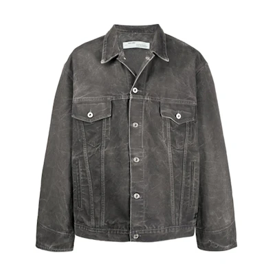 OFF-WHITE SS21 Crinkled Denim Jacket Grey OMYE051S20E550251002