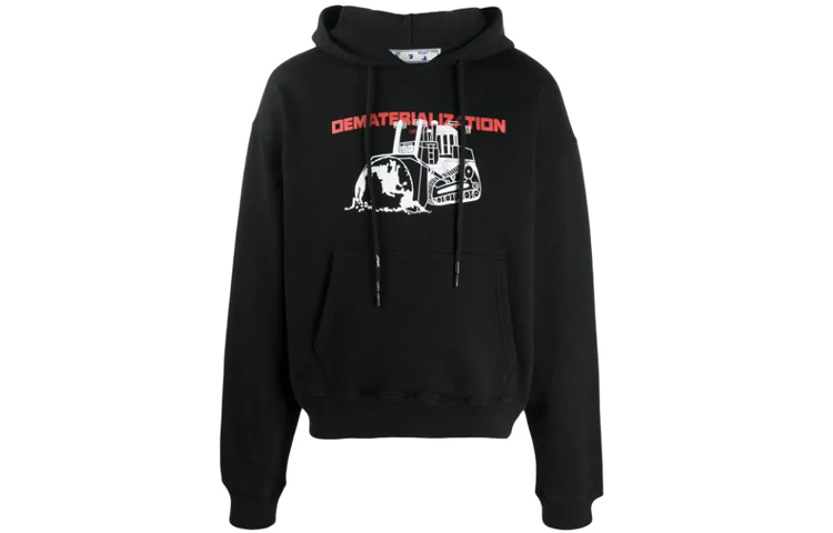 OFF-WHITE SS21 Dematerialization Logo Print Hoodie Black OMBB037R21FLE0041025