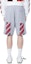Shop OFF-WHITE Celana Pendek Elastis Abu-Abu dengan Motif Garis SS21. OMCI006R21FLE0020825