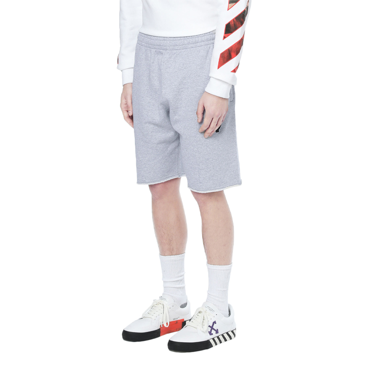 Purchase OFF-WHITE Celana Pendek Elastis Abu-Abu dengan Motif Garis SS21. OMCI006R21FLE0020825