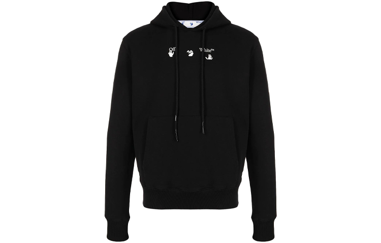 OFF-WHITE SS21 Graphic Print Black Hoodie Long Sleeve Regular Fit OMBB034S21FLE0091055