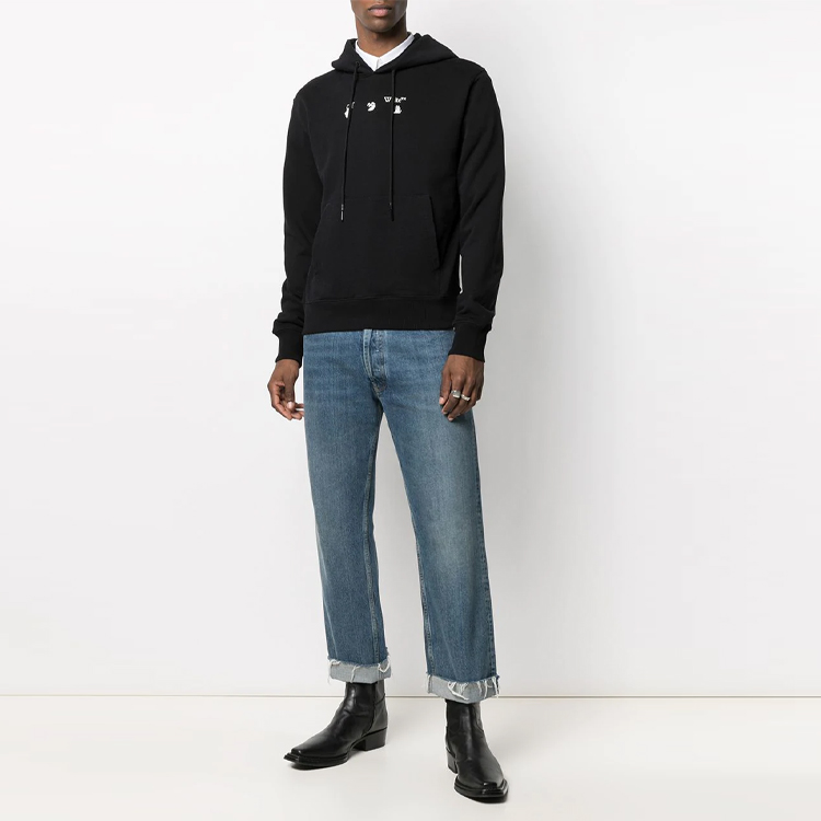 OFF-WHITE SS21 Graphic Print Black Hoodie Long Sleeve Regular Fit OMBB034S21FLE0091055 圖 3