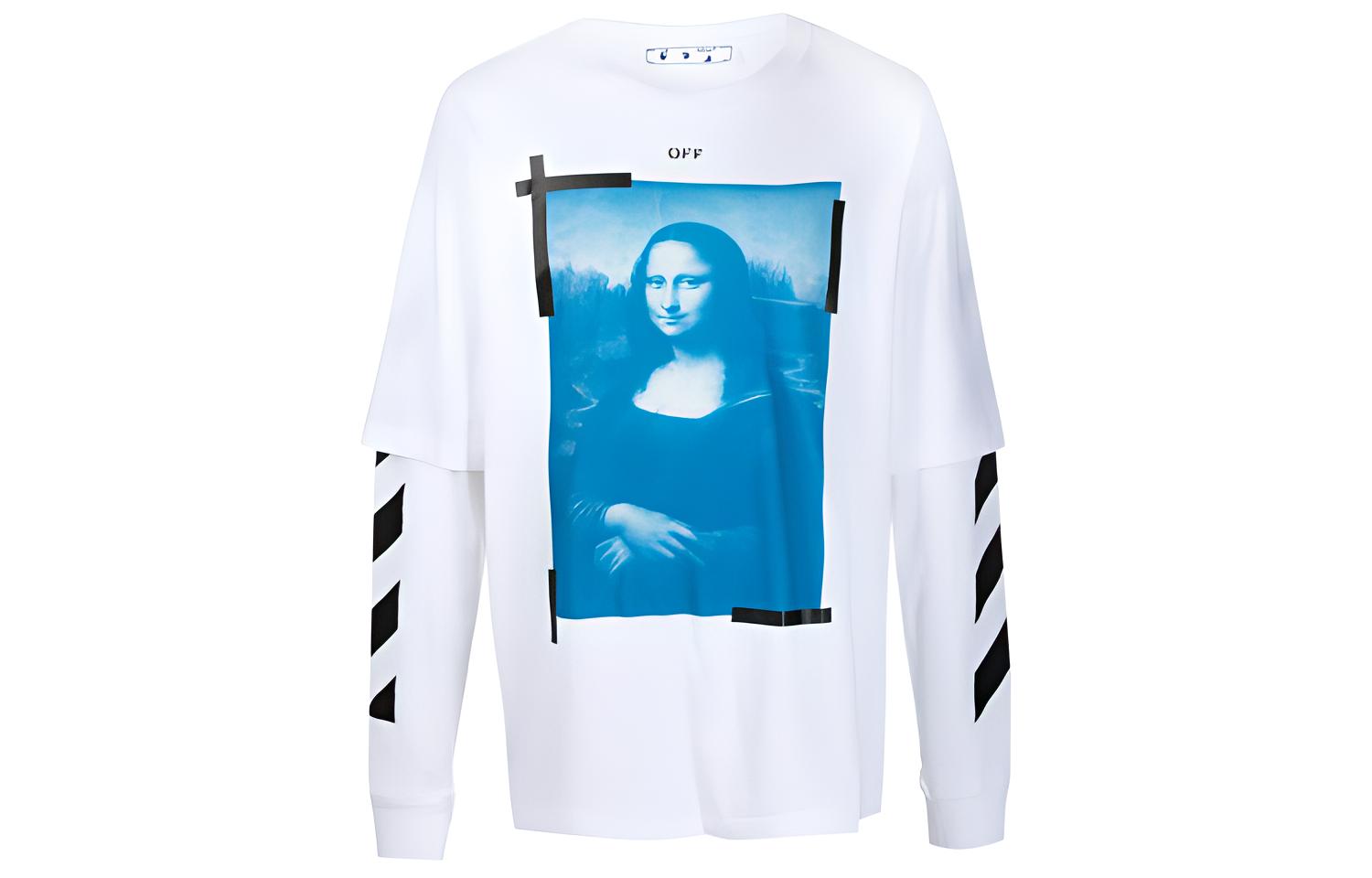 OFF-WHITE SS21 Graphic Print Long Sleeve T-Shirt White OMAB022R21JER0010110