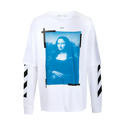OFF-WHITE SS21 Graphic Print Long Sleeve T-Shirt White OMAB022R21JER0010110