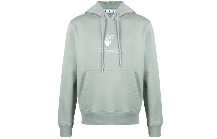 OFF-WHITE SS21 Green Graffiti Logo Print Hoodie OMBB034R21FLE0055041