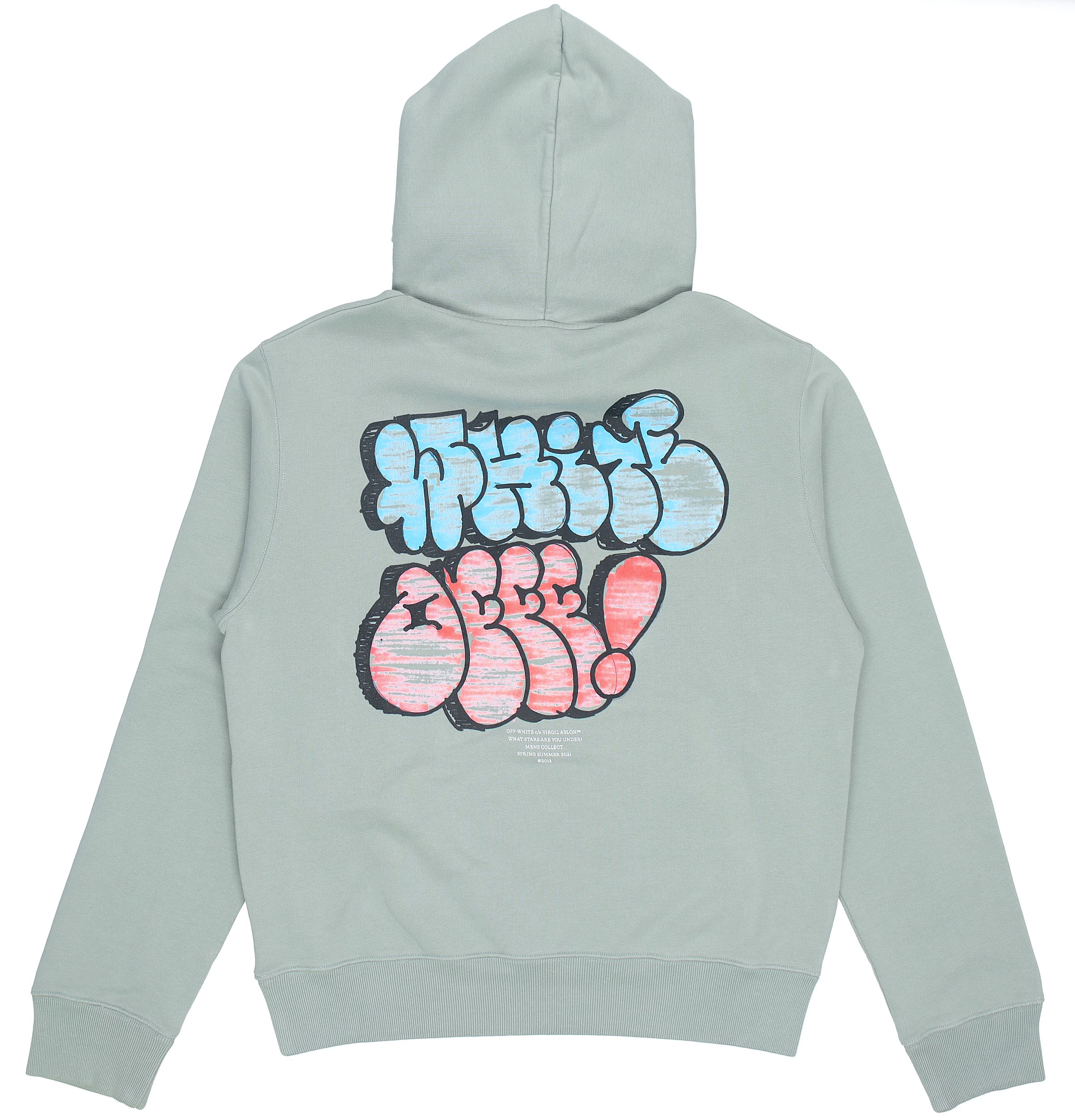 OFF-WHITE SS21 Green Graffiti Logo Print Hoodie OMBB034R21FLE0055041 圖 4