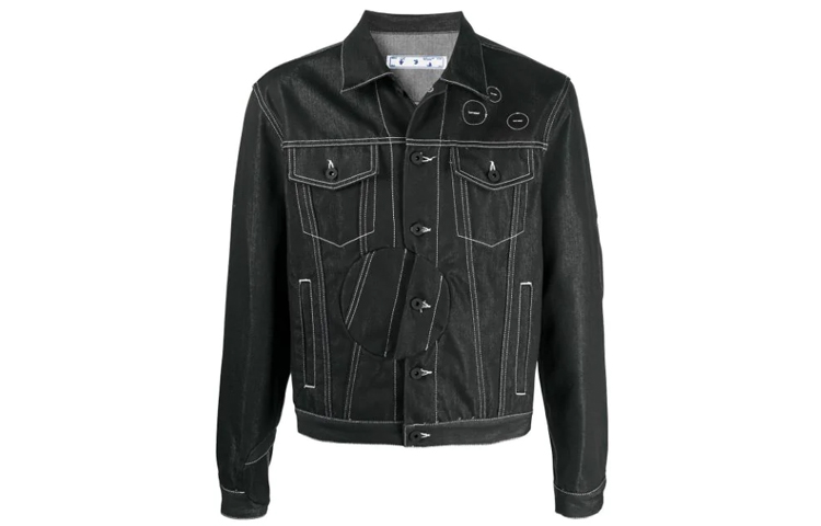Off-White SS21 Iconic Arrows Denim Jacket Black OMYE067R21DEN0011001
