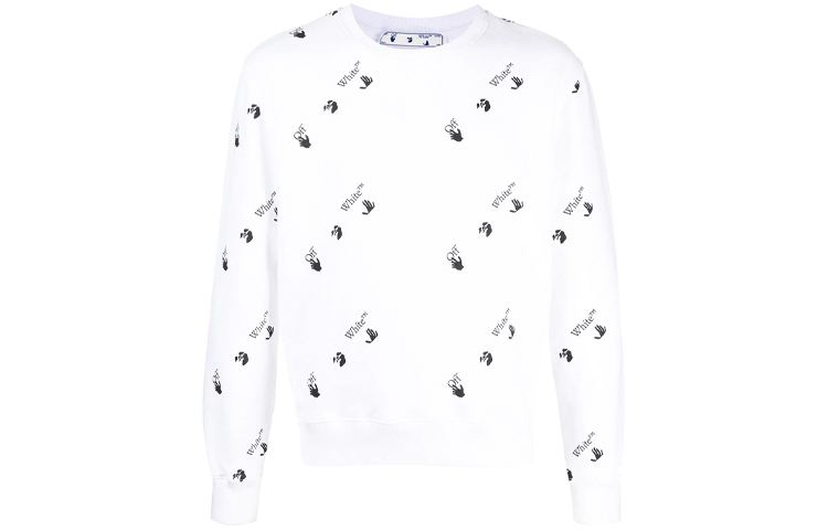 Off-White SS21 Large Logo Print Long Sleeve Sweatshirt White OMBA025R21FLE0090110