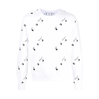 Off-White SS21 Large Logo Print Long Sleeve Sweatshirt White OMBA025R21FLE0090110