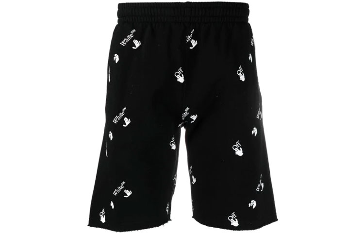 Order OFF-WHITE SS21 Celana Pendek Logo Besar Hitam OMCI006R21FLE0031001