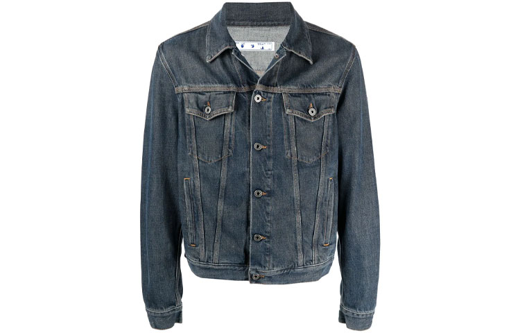 OFF-WHITE SS21 Logo Print Denim Jacket Loose Fit - Denim Blue OMYE054S21DEN0044701