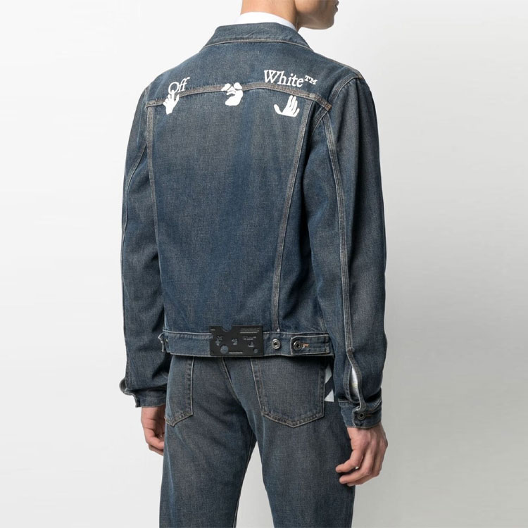 Purchase オフホワイト SS21 ロゴプリント デニムジャケット ルーズフィット - デニムブルー OMYE054S21DEN0044701
