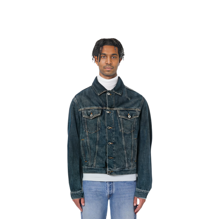 Details for オフホワイト SS21 ロゴプリント デニムジャケット ルーズフィット - デニムブルー OMYE054S21DEN0044701