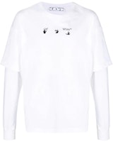 OFF-WHITE SS21 Logo Print Layered Long Sleeve T-Shirt White Regular Fit OMAB022S21JER0010145 OFF-WHITE SS21 Logo Print Layered Long Sleeve T-Shirt White Regular Fit OMAB022S21JER0010145