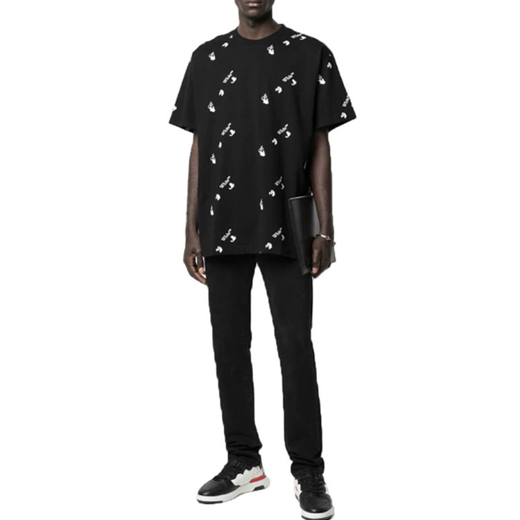Cheap OFF-WHITE SS21 黑色短袖Logo印花宽松版T恤。 OMAA038R21JER0101001