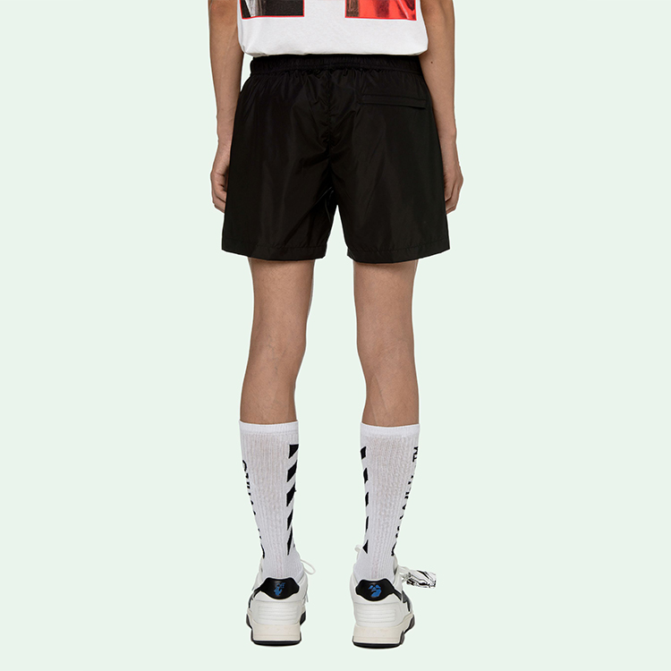 Details for Pantalones Cortos de Natación OFF-WHITE SS21 Logo Negros para Hombre. OMFA003R21FAB0011001