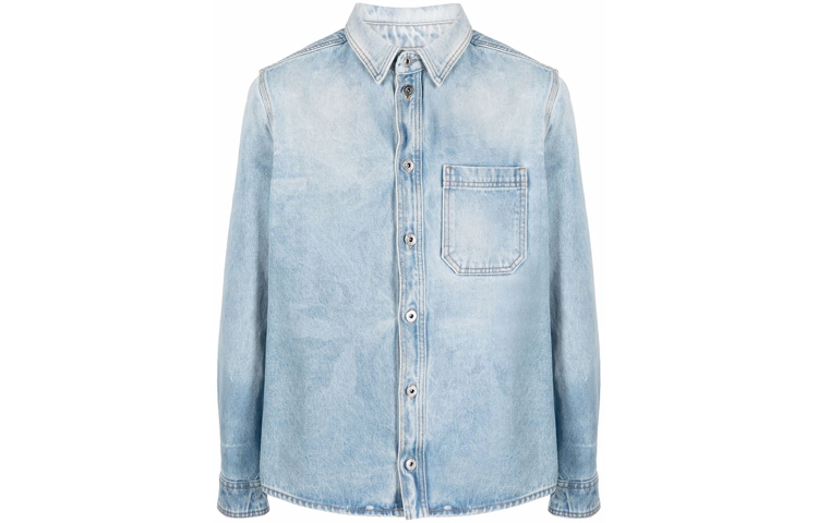 Order OFF-WHITE SS21 蓝色马克笔印花长袖衬衫 OMYD027F21DEN0034001