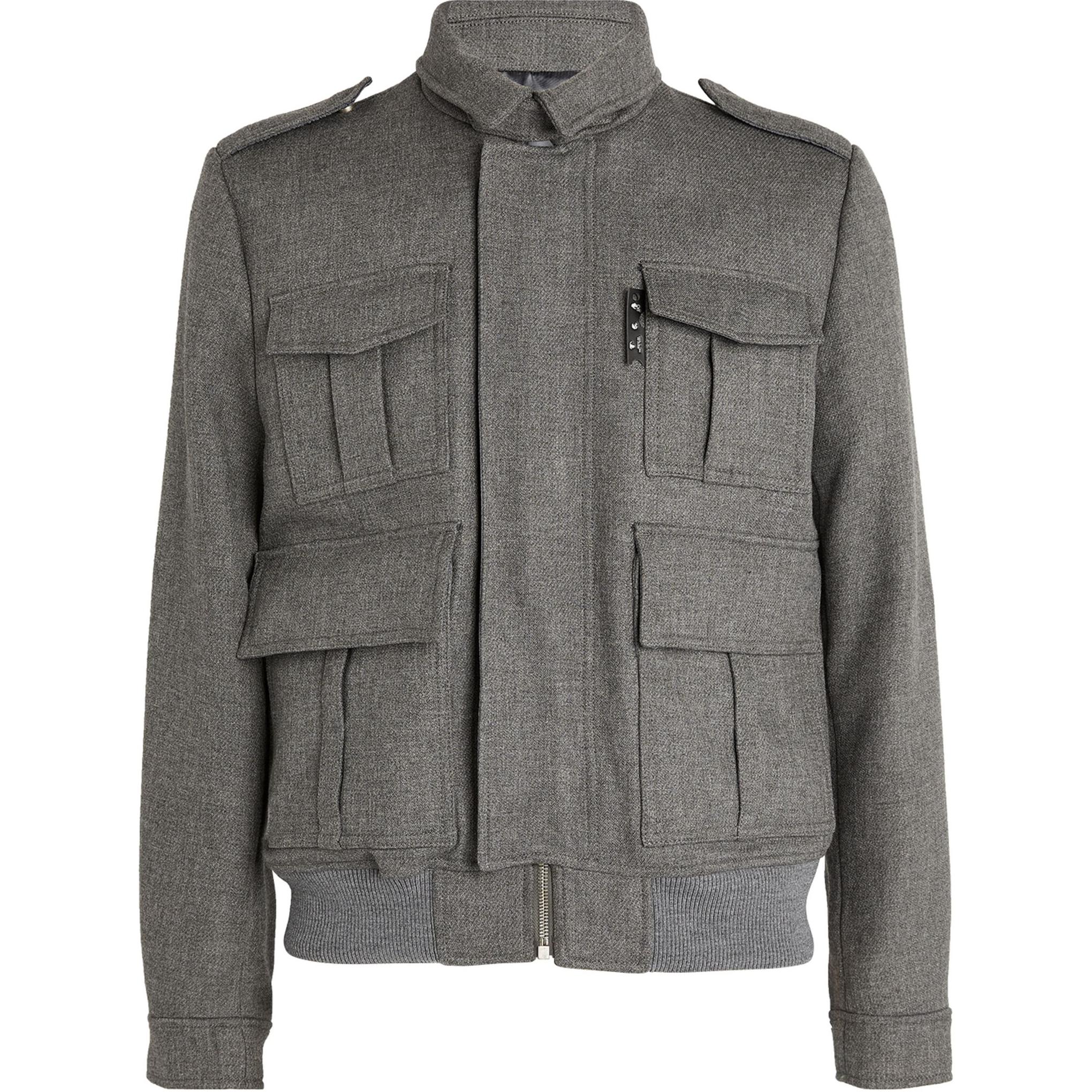 OFF-WHITE SS21 Multi-Pocket Logo Military Jacket for Men in Gray OMEA271R21FAB0010800