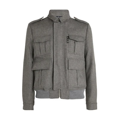 OFF-WHITE SS21 Multi-Pocket Logo Military Jacket for Men in Gray OMEA271R21FAB0010800