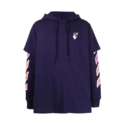 OFF-WHITE SS21 Oversized Layered Hoodie Purple OMBB051R21FLE0024632